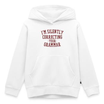 Je corrige silencieusement ta grammaire - Sweat Premium à capuche enfant bio - blanc - Devant - AI Model Kid Female (0cm)