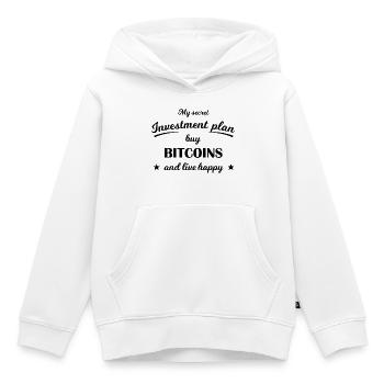 Bitcoin Investment Plan - Kinder Premium Organic Hoodie - Weiß - Vorne - AI Model Kid Female (0cm)