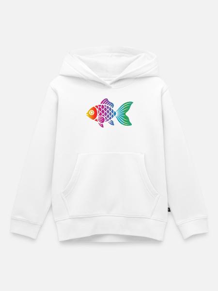 Bunter Fisch | Modernes Meeresmotiv - Kinder Premium Organic Hoodie - Weiß