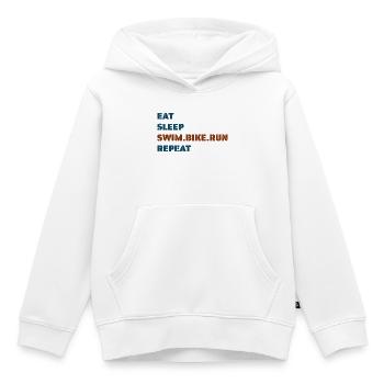 mangerDormirNatnatBikeRunRépéter - Sweat Premium à capuche enfant bio - blanc - Devant - AI Model Kid Female (0cm)