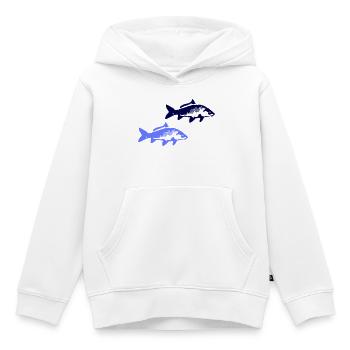 Zwei blaue Fischsilhouetten - Kinder Premium Organic Hoodie - Weiß - Vorne - AI Model Kid Female (0cm)