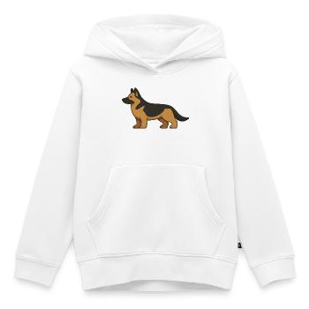 Schäferhund Illustration in Braun-Schwarz - Kinder Premium Organic Hoodie - Weiß - Vorne - AI Model Kid Female (0cm)