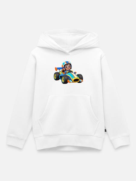 Kleiner Rennfahrer im Go-Kart - Kinder Premium Organic Hoodie - Weiß