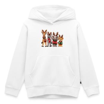 Safari Tiere mit Rentiergeweih zu Weihnachten - Kinder Premium Organic Hoodie - Weiß - Vorne - AI Model Kid Female (0cm)