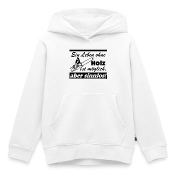 Motorsäge , Kaminholz , Old School , ein Leben(25) - Kinder Premium Organic Hoodie - Weiß - Vorne - AI Model Kid Female (0cm)