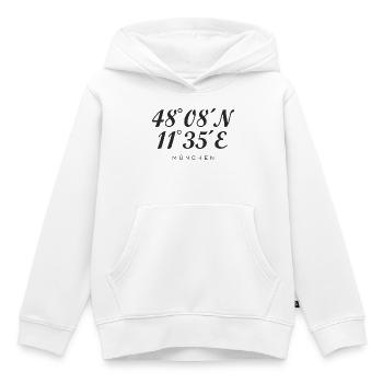 Münchener Koordinaten (Schwarz) München - Kinder Premium Organic Hoodie - Weiß - Vorne - AI Model Kid Female (0cm)