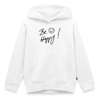 Sois heureux - Sweat Premium à capuche enfant bio - blanc - Devant - AI Model Kid Female (0cm)