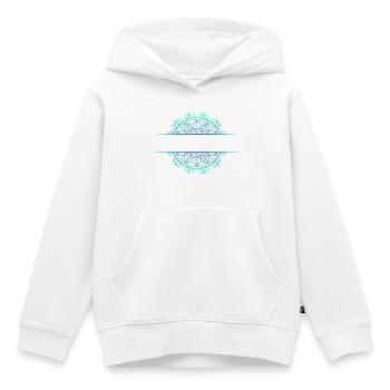 Mandala Cyan Green - Sweat Premium à capuche enfant bio - blanc - Devant - AI Model Kid Female (0cm)