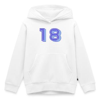 18. 18 YEARS OLD. 18th ANNIVERSARY. 18 BIRTHDAY. - Kids Premium Organic Hoodie - white - Front - AI Model Kid Female (0cm)