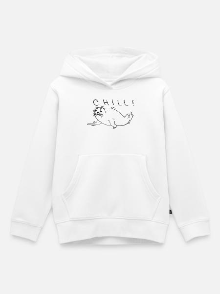 Robbe Line Art – minimalistisches Meerestier - Kinder Premium Organic Hoodie - Weiß