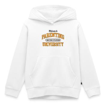Parenting University College Style - Kids Premium Organic Hoodie - white - Front - AI Model Kid Female (0cm)