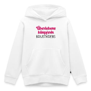 COMBATTANT DE SURVIE CANCER DU SEIN - Sweat Premium à capuche enfant bio - blanc - Devant - AI Model Kid Female (0cm)