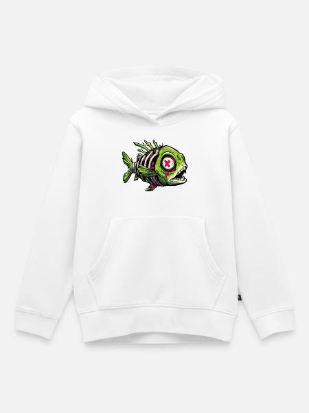 Zombie-Fisch-Graffiti - Kinder Premium Organic Hoodie - Weiß