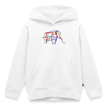 Éléphant grimpeur en RDA - Sweat Premium à capuche enfant bio - blanc - Devant - AI Model Kid Female (0cm)