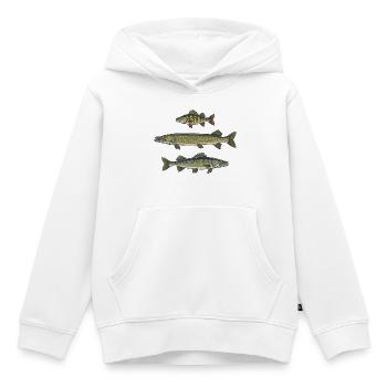 Perch, pike, zander, fishing, fishing - Kids Premium Organic Hoodie - white - Front - AI Model Kid Female (0cm)