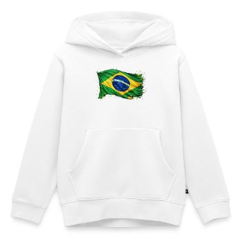 Brazilian Flag Brazil - Kids Premium Organic Hoodie - white - Front - AI Model Kid Female (0cm)
