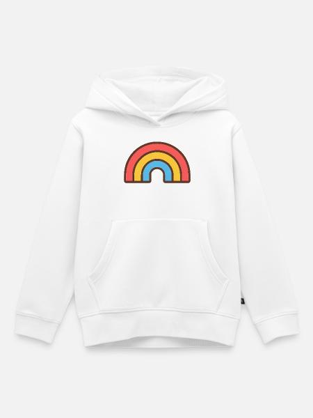 Heller Retro-Regenbogen - Kinder Premium Organic Hoodie - Weiß