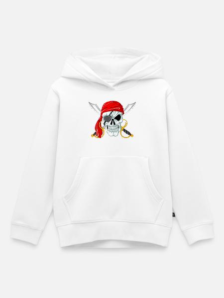 Piratenschädel mit Schwertern Jolly Roger Design - Kinder Premium Organic Hoodie - Weiß