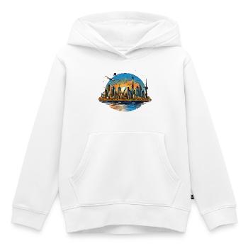 Sonnenuntergang Skyline Spiegelung - Kinder Premium Organic Hoodie - Weiß - Vorne - AI Model Kid Female (0cm)