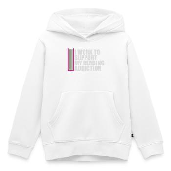 I Work To Support My Reading Addiction Books Logo - Kids Premium Organic Hoodie - white - Front - AI Model Kid Female (0cm)