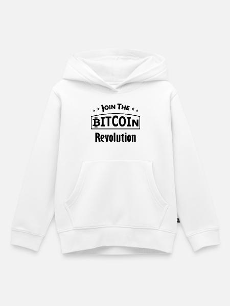 Bitcoin Leuchtendes Symbol - Kinder Premium Organic Hoodie - Weiß