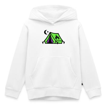 Icône du Festival du feu de camp de la tente - Sweat Premium à capuche enfant bio - blanc - Devant - AI Model Kid Female (0cm)