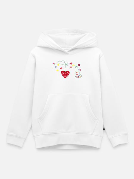 Herzen mit Blumenreigen - Kinder Premium Organic Hoodie - Weiß