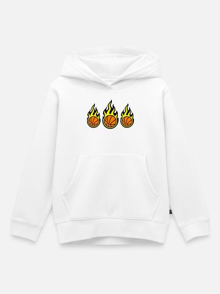 Basketball Flamme Symbol - Kinder Premium Organic Hoodie - Weiß
