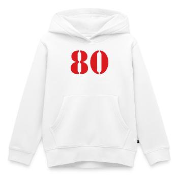 80. 80 JAHRE. 80. JUBILÄUM. 80-JAHRES-JUBILÄUM. - Kinder Premium Organic Hoodie - Weiß - Vorne - AI Model Kid Female (0cm)
