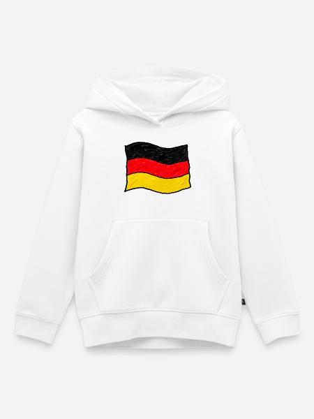 Handgezeichnete Deutschlandflagge - Kinder Premium Organic Hoodie - Weiß