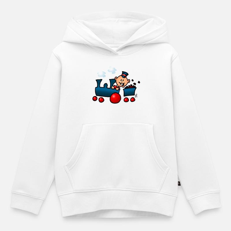 Train - Sweat Premium à capuche enfant bio - blanc