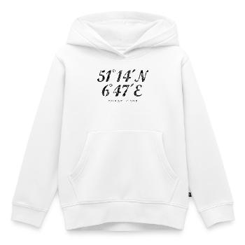 Düsseldorf Koordinaten (Vintage/Schwarz) - Kinder Premium Organic Hoodie - Weiß - Vorne - AI Model Kid Female (0cm)