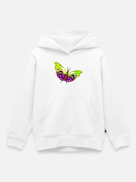 Mehrfarbige Schmetterlingsillustration - Kinder Premium Organic Hoodie - Weiß