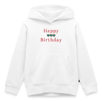 HAPPY BIRTHDAY - Sweat Premium à capuche enfant bio - blanc - Devant - AI Model Kid Female (0cm)