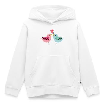 Vögel verliebt mit Herz am Valentinstag - Kinder Premium Organic Hoodie - Weiß - Vorne - AI Model Kid Female (0cm)