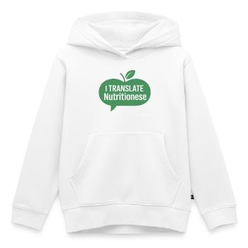 Diététicien(ne) Communication en nutrition - Sweat Premium à capuche enfant bio - blanc - Devant - AI Model Kid Female (0cm)