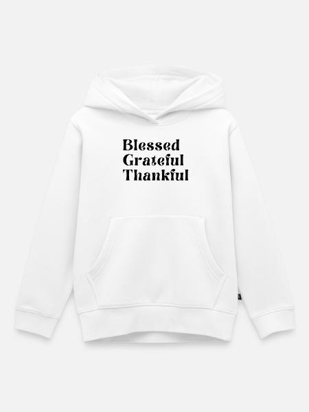 Dankbar, dankbar, - Kinder Premium Organic Hoodie - Weiß