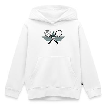Badminton Emblem – Gekreuzte Schläger & Federball - Kinder Premium Organic Hoodie - Weiß - Vorne - AI Model Kid Female (0cm)