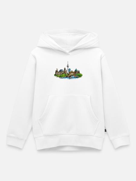 Berliner Skyline - Kinder Premium Organic Hoodie - Weiß