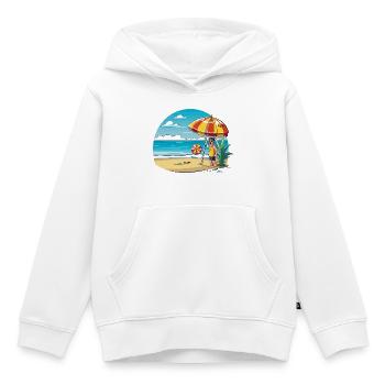 Strandurlaub Cartoon mit Sonnenschirm - Kinder Premium Organic Hoodie - Weiß - Vorne - AI Model Kid Female (0cm)