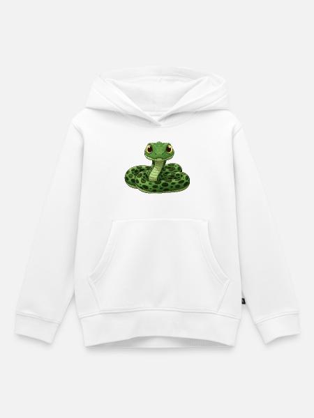 Süße Cartoon-Schlange - Kinder Premium Organic Hoodie - Weiß