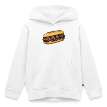 Illustration de sandwich - Sweat Premium à capuche enfant bio - blanc - Devant - AI Model Kid Female (0cm)