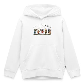 Bug Band – Funny Insect Rock Band Graphic - Kids Premium Organic Hoodie - white - Front - AI Model Kid Female (0cm)