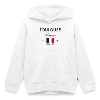 Toulouse, France, coordonnées Souvenir de voyage - Sweat Premium à capuche enfant bio - blanc - Devant - AI Model Kid Female (0cm)