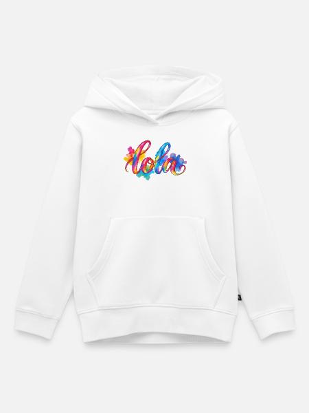 lola – Regenbogen Aquarellschriftzug - Kinder Premium Organic Hoodie - Weiß