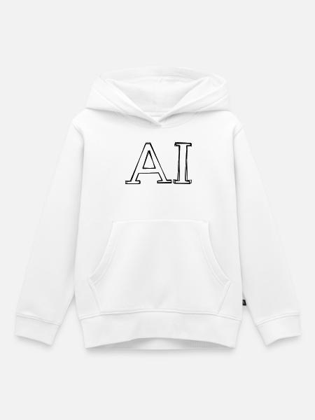 KI handgezeichnet - Kinder Premium Organic Hoodie - Weiß