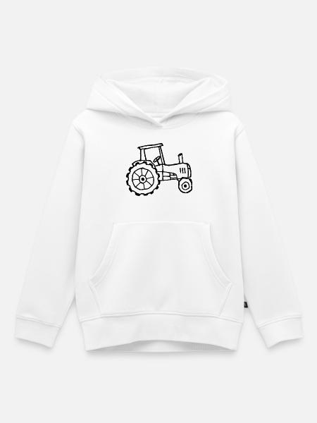 Traktor – Kindliche Kritzelzeichnung - Kinder Premium Organic Hoodie - Weiß