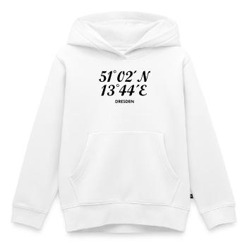 Dresden Koordinaten - Kinder Premium Organic Hoodie - Weiß - Vorne - AI Model Kid Female (0cm)