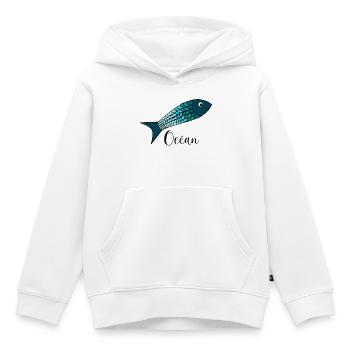 OZEAN. MEER. ÖKOLOGIE. SARDINE. FISCH. - Kinder Premium Organic Hoodie - Weiß - Vorne - AI Model Kid Female (0cm)
