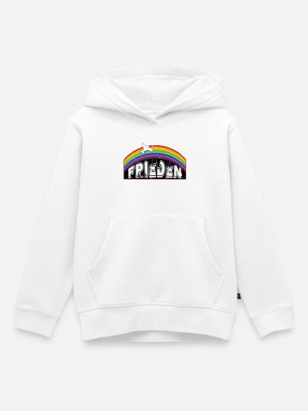 RAINBOW Regenbogen FRIEDEN - Kinder Premium Organic Hoodie - Weiß